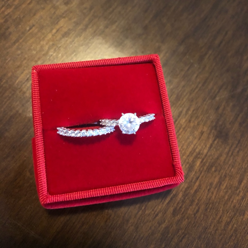 zhedora simulated diamond wedding set